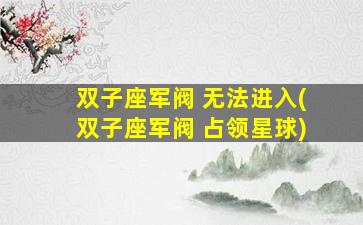 双子座军阀 无法进入(双子座军阀 占领星球)